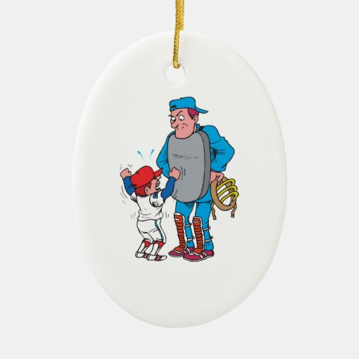 enfant de base-ball discutant avec l'arbitre décoration pour sapin de noël