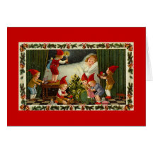 Enfant de visite de fées de Noël Carte