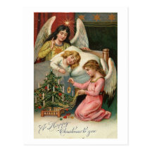 Enfant dormant avec des anges carte postale