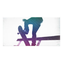 Enfant génial de patin de planchiste cartes de vœux avec photo