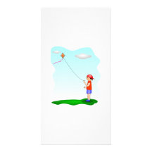 Enfant pilotant un cerf-volant cartes de vœux avec photo