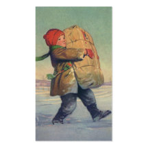 Enfant portant un paquet de Noël de boîte aux lett Cartes De Visite Professionnelles