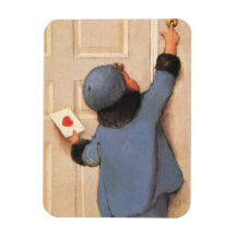 Enfant vintage avec la lettre de Saint-Valentin Magnets En Rectangle