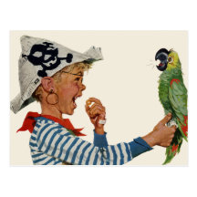 Enfant vintage, garçon jouant le pirate avec son p cartes postales