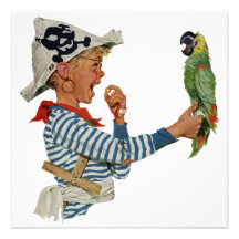 Enfant vintage, garçon jouant le pirate avec son p faire-part personnalisé