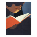Enfant vintage lisant un livre, de nouveau au temp carte postale