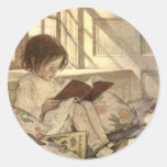 Enfant vintage lisant un livre, Jessie Willcox Smi Autocollants