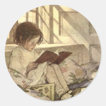 Enfant vintage lisant un livre, Jessie Willcox Smi Autocollants