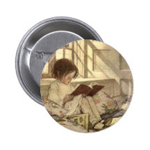 Enfant vintage lisant un livre, Jessie Willcox Smi Badges