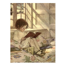 Enfant vintage lisant un livre, Jessie Willcox Smi Cartes Postales