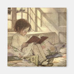 Enfant vintage lisant un livre, Jessie Willcox Smi Aimants