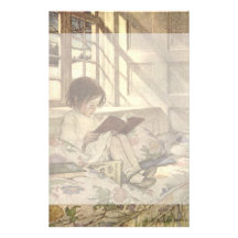 Enfant vintage lisant un livre, Jessie Willcox Smi Papier À Lettre Personnalisé