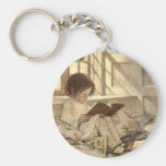 Enfant vintage lisant un livre, Jessie Willcox Smi Porte-clefs