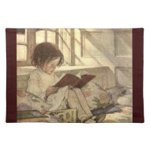 Enfant vintage lisant un livre, Jessie Willcox Smi Set De Table