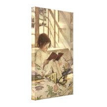 Enfant vintage lisant un livre, Jessie Willcox Smi Impression Sur Toile
