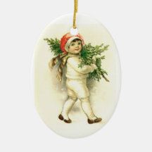 Enfant vintage, ornement en céramique de Noël d'ar