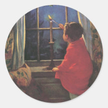 Enfant vintage, réveillon de Noël, Jessie Willcox  Adhésifs Ronds