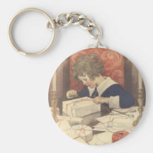 Enfant vintage, réveillon de Noël, Jessie Willcox  Porte-clé
