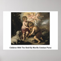 Enfants avec Shell par Murillo Esteban Perez Posters