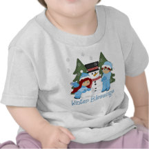 Enfants de bénédictions d'hiver construisant des c t-shirt