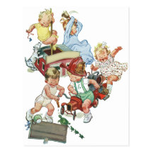 Enfants en bas âge vintages d'enfants jouant avec  cartes postales