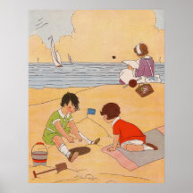 Enfants jouant à l'affiche de plage