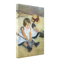 Enfants jouant sur la plage par Mary Cassatt Toiles Tendues