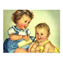 Enfants vintages, bouteille heureuse mignonne de s carte postale