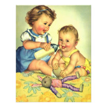 Enfants vintages, bouteille heureuse mignonne de s faire-parts