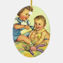 Enfants vintages, bouteille heureuse mignonne de s ornement