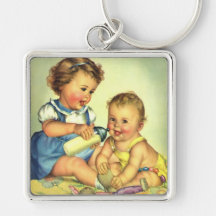 Enfants vintages, bouteille heureuse mignonne de s porte-clés