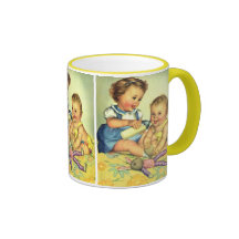 Enfants vintages, bouteille heureuse mignonne de s mug à café