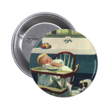 Enfants vintages, cuisine de Highchair de sommeil  Badges