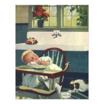 Enfants vintages, cuisine de Highchair de sommeil  Cartons D'invitation Personnalisés