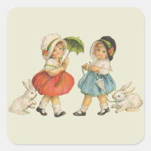 Enfants vintages et lapins adhésif