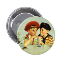 Enfants vintages, garçon et fille partageant une s pin's