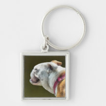 English Bulldog Profile Keychain