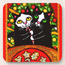 Ensemble de caboteur de liège de chats et de biscu dessous-de-verre
