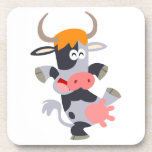 Ensemble mignon de caboteur de vache à bande dessi dessous de verre liège