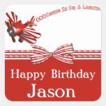 Entrée pour l'anniversaire de débarquement d'avion sticker carré