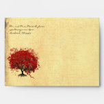 Enveloppes rouges d'arbre de coeur