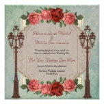 Épouser italien vintage de réverbères et de roses cartons d'invitation