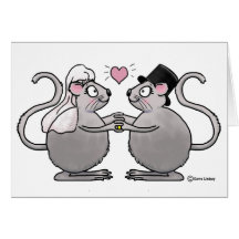 Épouser juste les couples mariés de souris de sour cartes de vœux
