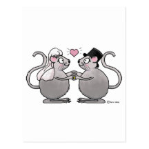 Épouser juste les couples mariés de souris de sour cartes postales