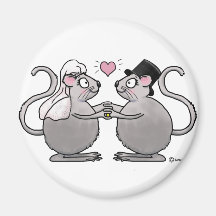 Épouser juste les couples mariés de souris de sour aimant pour réfrigérateur
