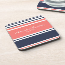 Épouser moderne bleu et rose de rayures sous-bocks