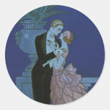 Épouser Romance de nouveaux mariés d'amour vintage Adhésifs Ronds