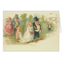 Épouser vintage de porcs cartes de vœux