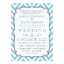 Épouser vintage de rayures de Chevron de blanc et  Invitation Personnalisable