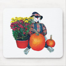 Épouvantail, citrouilles et mamans tapis de souris